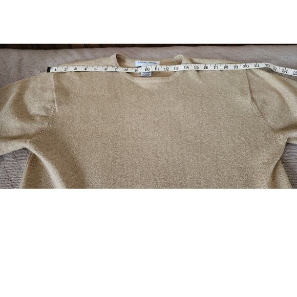 Casual Corner VTG Gold Metalic Sheen Dressy Blouse Women's Size Medium Glam Top - Picture 7 of 9